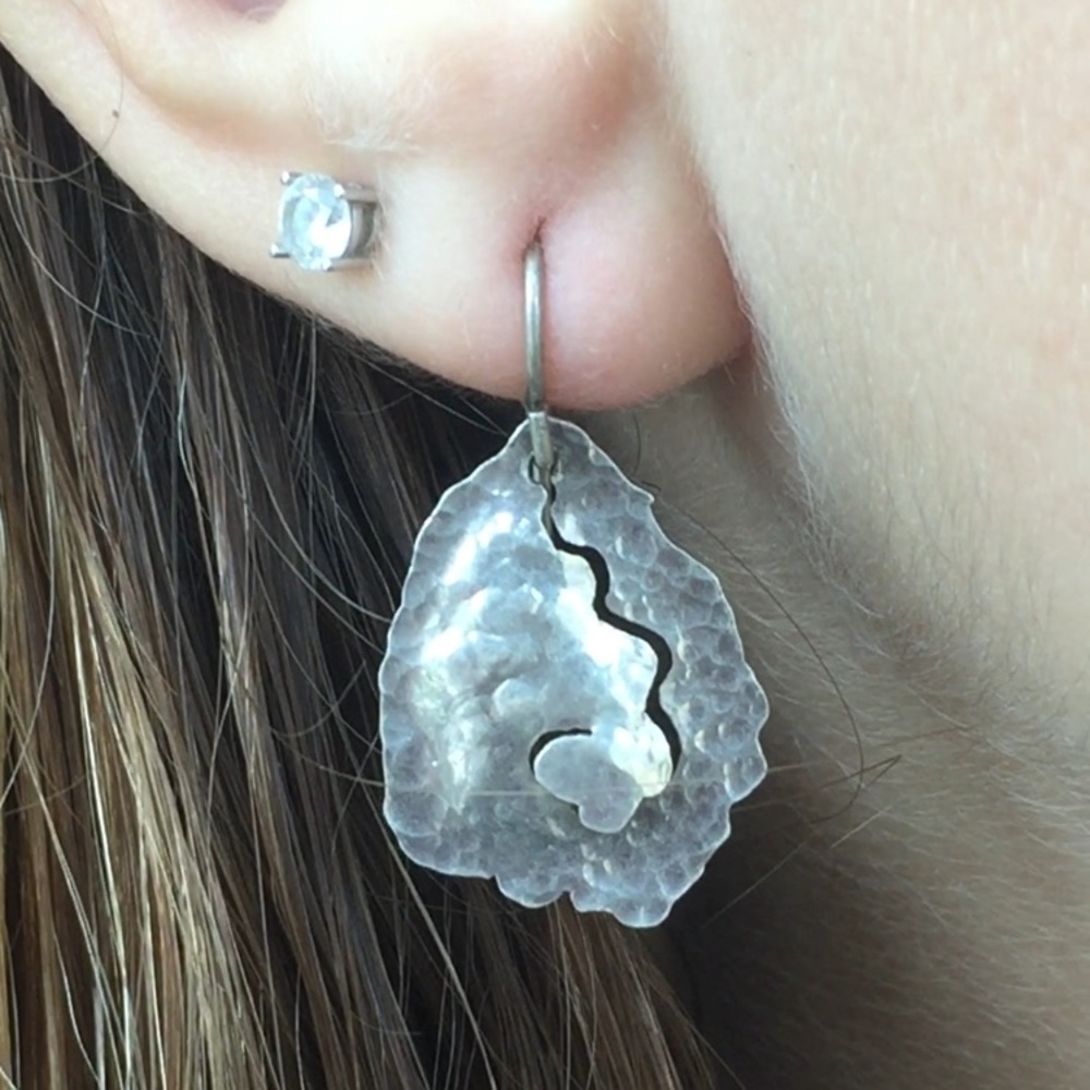 Beautiful Hammered Silver Earrings 925